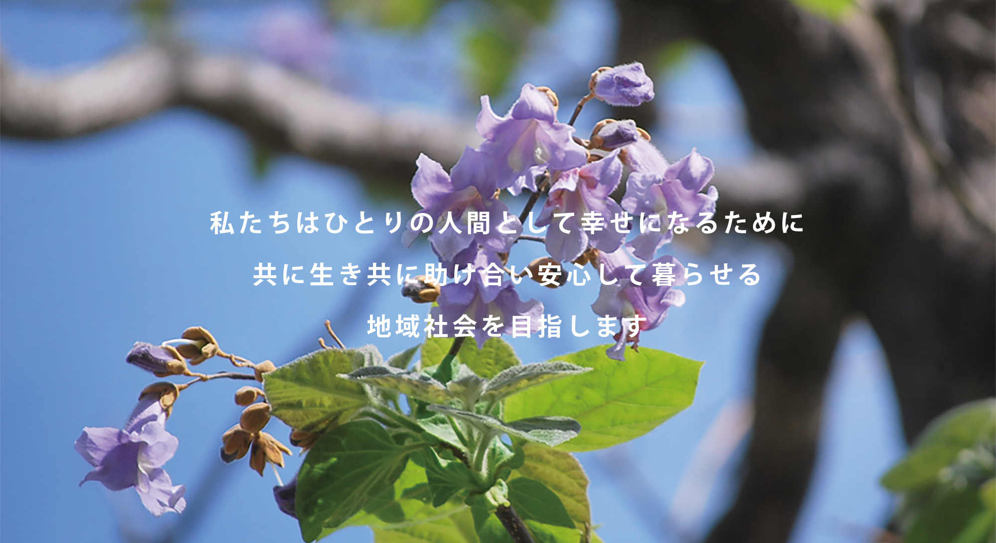 私たちはひとりの人間として幸せになるために共に生き共に助け合い安心して暮らせる地域社会を目指します